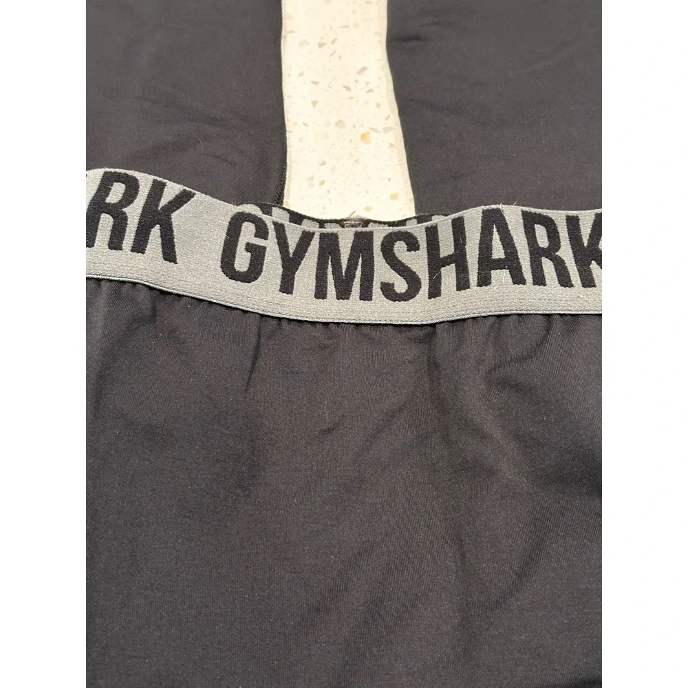Gymshark Womens Black Training Leggings B1A2T Size Large Logo Waistband Active